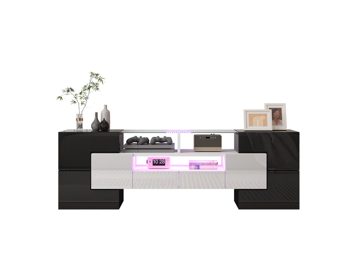 Armário Tv Branco 145cm (réplica 2), Led, Vidro.-zz