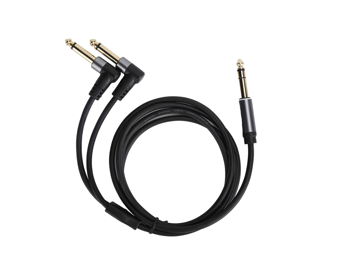 Cabo Adaptador Estéreo 6.35mm para Mono, Macho para Macho, 1.5m, Splitter, Áudio | S/MARCA
