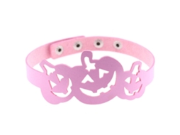 Colar De Couro Pu Com Forma De Abóbora Hollow De Halloween Estilo Euroamericano (rosa)