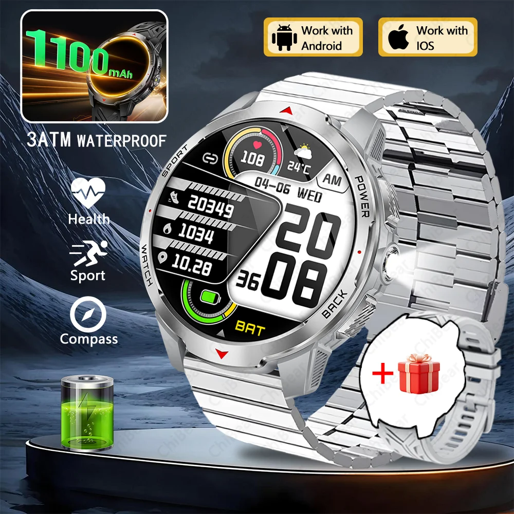 (aço Prateado) Smartwatch, Chamadas Bluetooth, Assistente De Voz, À Prova D'água Para Esportes E Atividades Físicas.