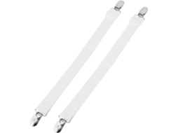 Conjunto De 2 Tiras Fixação Multiuso Brancas Com Prendedores Antiderrapantes Para Suporte Colchão Branco