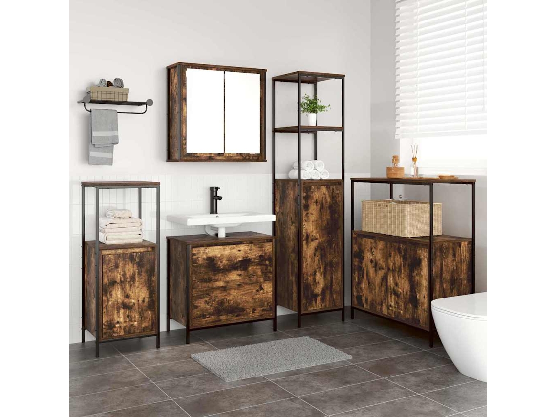 Vidaxl Conjunto De Móveis Para Banheiro 5 Unid. Castanho