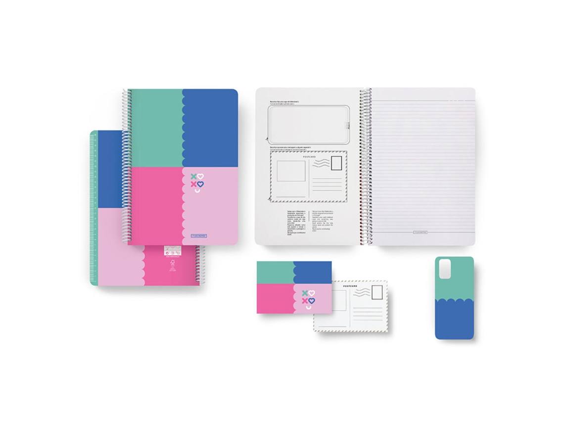 Caderno Espiral MAKENOTES Xoxo, A4, 80 Folhas Pautadas, Várias Cores