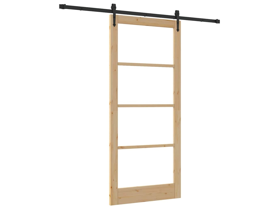 Conjunto 1 Porta Deslizante Vidaxl Castanho Madeira De Pinho Maciça (93 X 211 Cm)