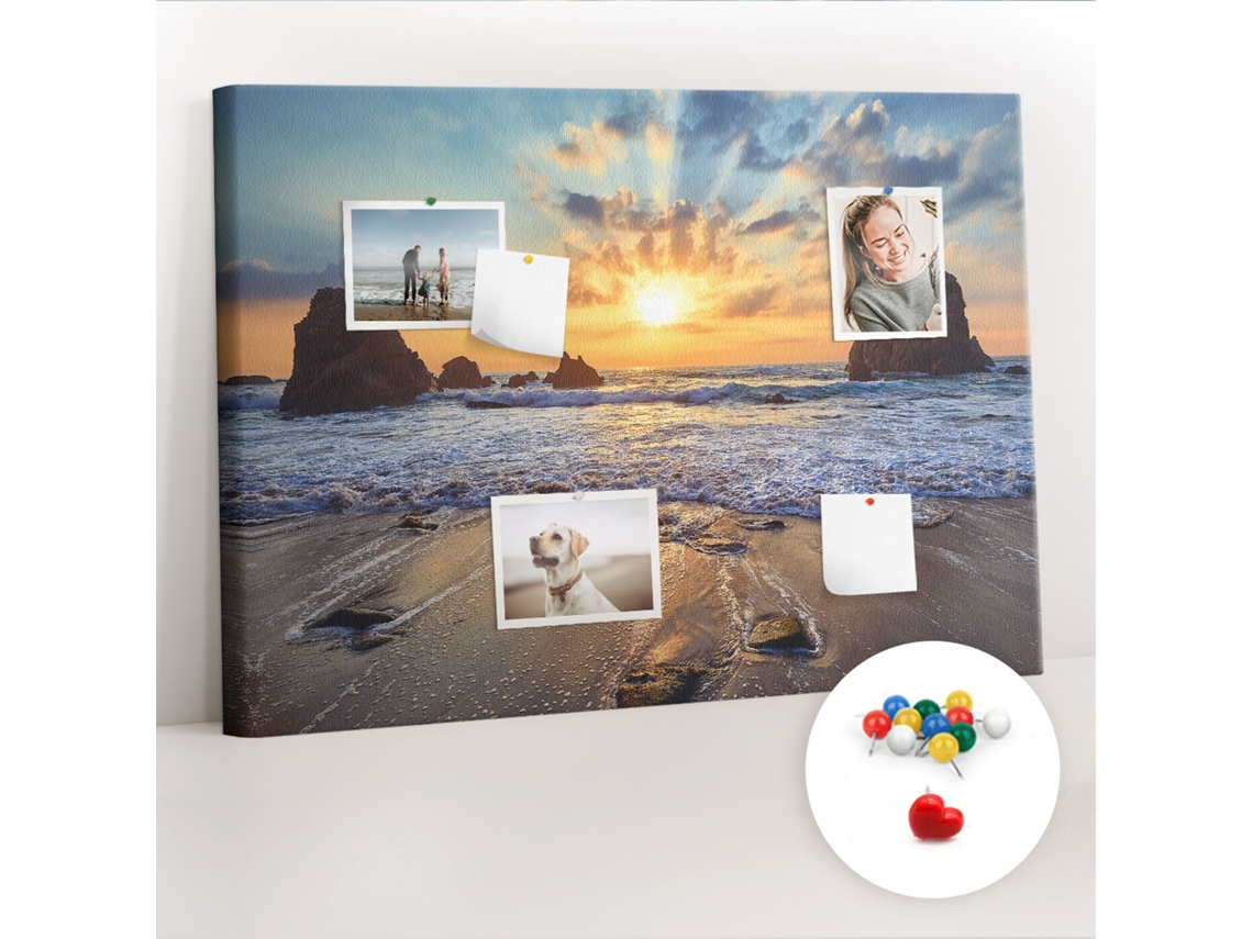 Lousa De Cortiça Pôr Do Sol Na Praia Para O Corredor Espelharte (70x100 Cm)