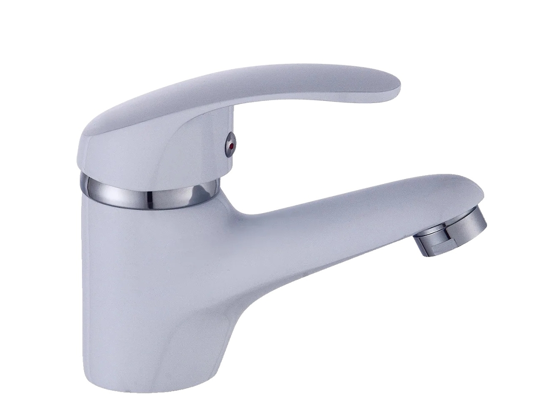 Torneira De Bacia, Montada Na Banca, Núcleo De Válvula De Latão, Carcaça De Metal, Branco, Chrome