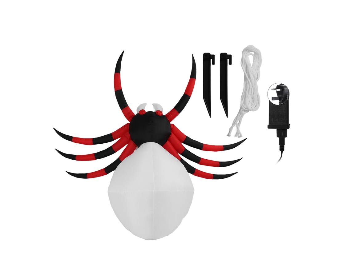 Decoração de Halloween Inflável Aranha 2,4m com Luz Led S/MARCA