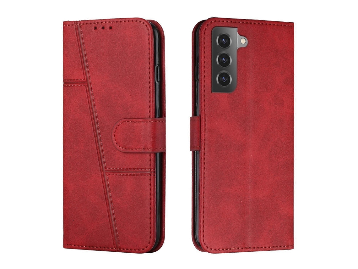 Capa De Celular Em Couro Com Textura De Bezerro E Costura Aparente Para Samsung Galaxy S23+ 5g