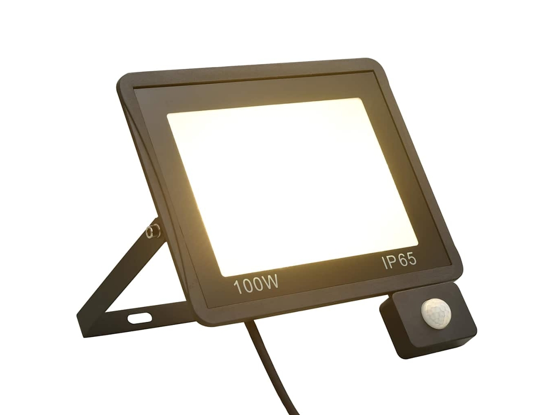 Vidaxl Projetor C/ Iluminação Led E Sensor 100 W Branco Quente