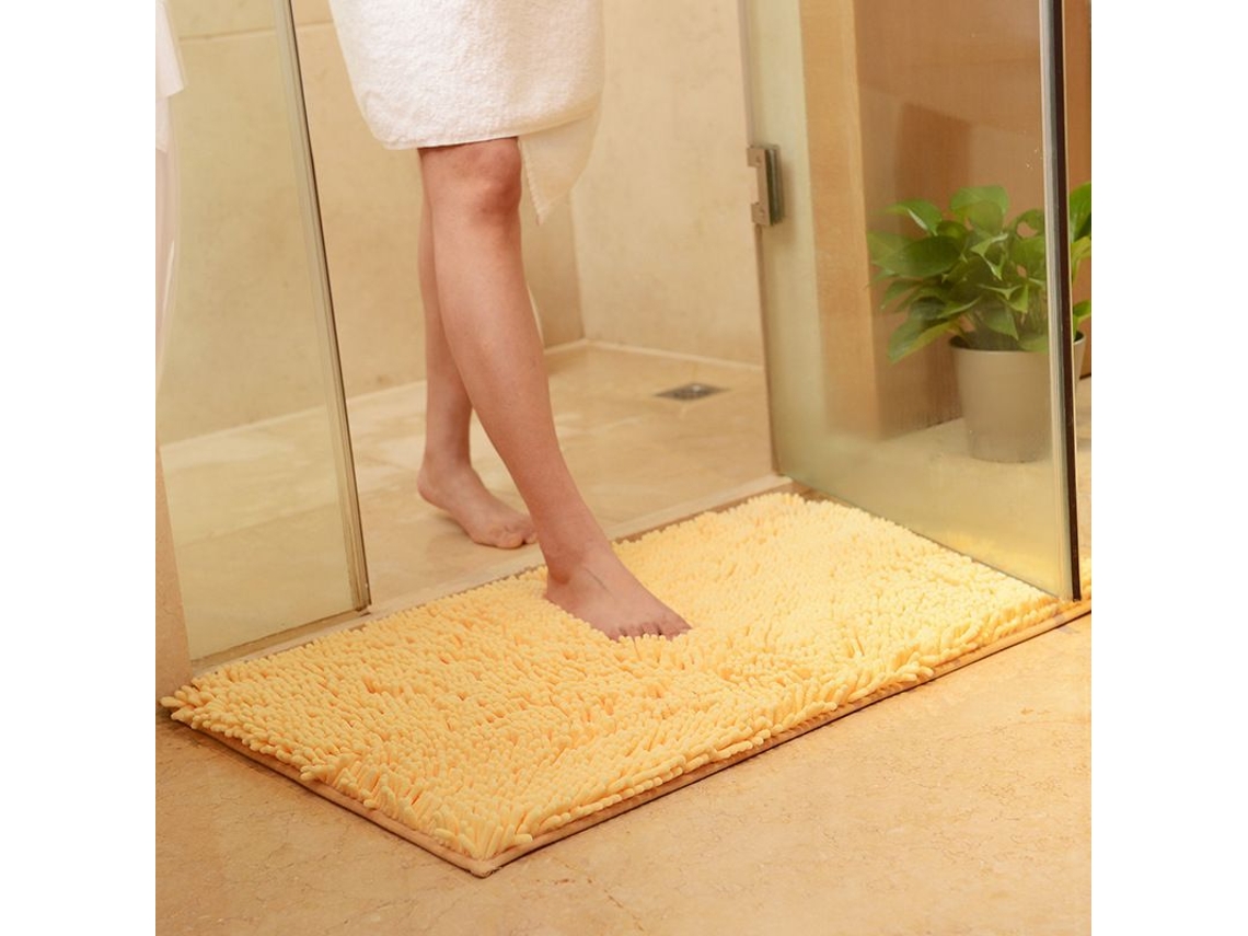 Tapete De Banho Antiderrapante De Microfibra Lavável Absorvente Rápido 40x60cm Bege
