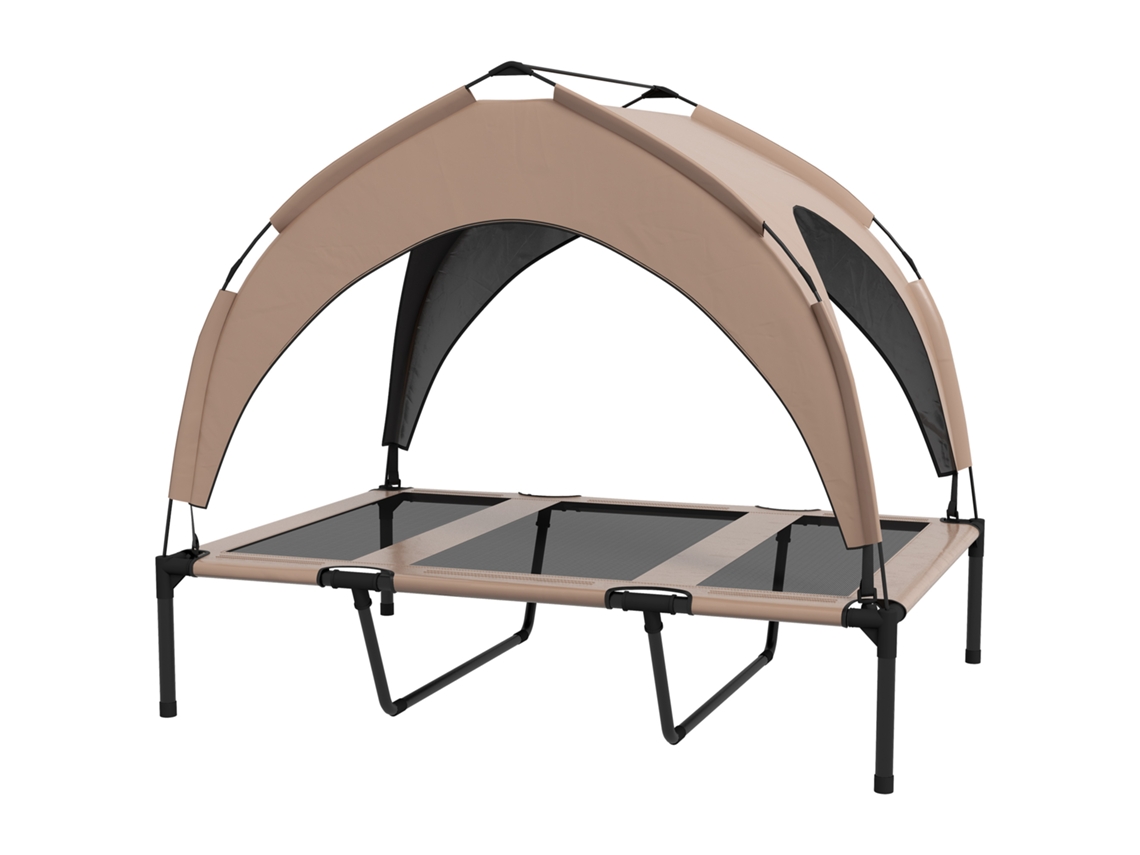 Cama Elevada Animais Marrom Claro 106x76x94cm Com Toldo Estrutura Aço E Bolsa