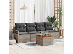 Vidaxl Conjunto de Sofá de Jardim com Almofada 5 Pcs Cinzeto Vime Pe