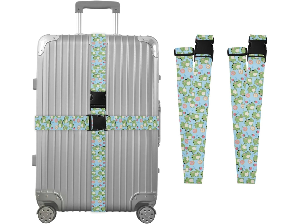 Conjunto De 2 Cintas Para Bagagem Com Estampas Jacaré, Morango E Donut, Ideais Para Malas De Viagem Acessórios Cintos