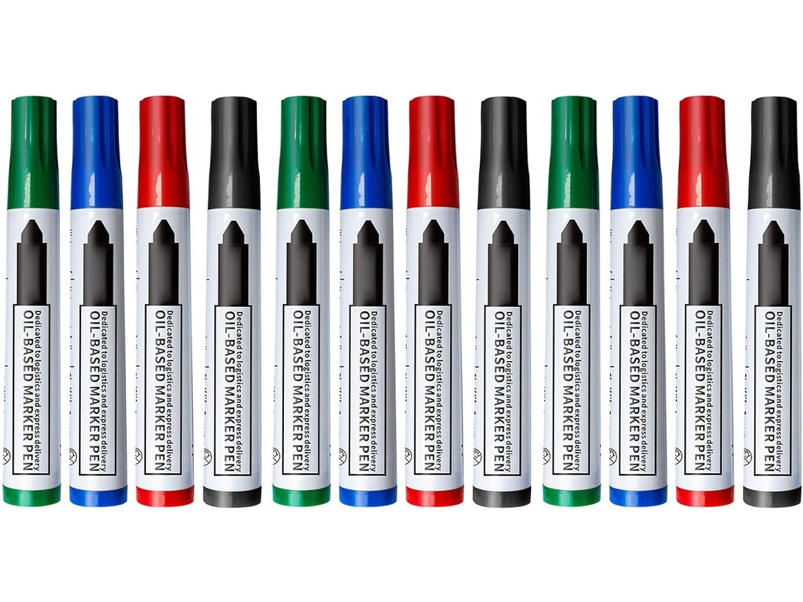 Pacote Com 12 Marcadores Permanentes Expert, Toner Anti-marcas Para Metal, Vidro E Poliestireno.