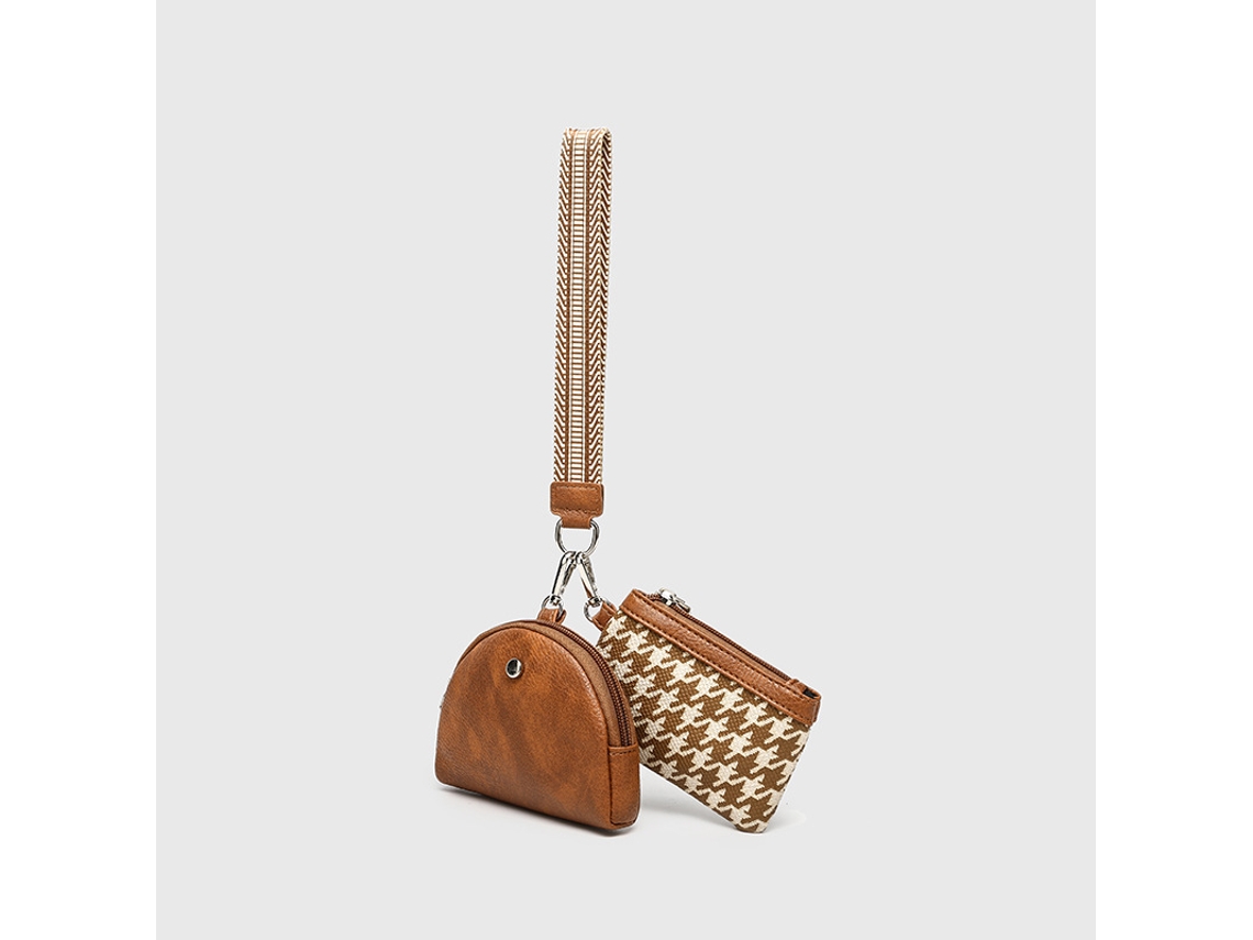 Mochila Portátil Mini Impermeável Multifuncional Para Guardar Moedas Chaveiro Carteira, Marrom
