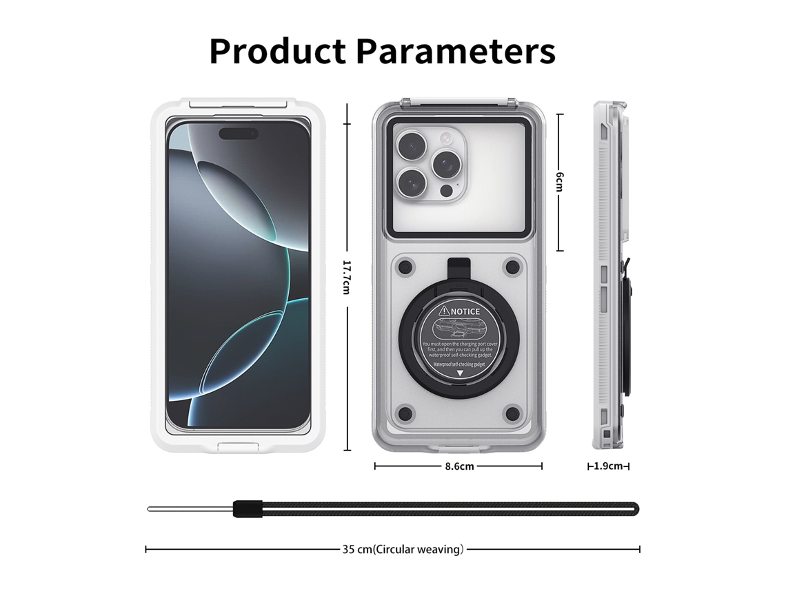 Elysve Capa Universal À Prova De Água Para Celulares De 5, 9 A 6, 9 Polegadas, Celulares Samsung E Celulares Android. Cinza