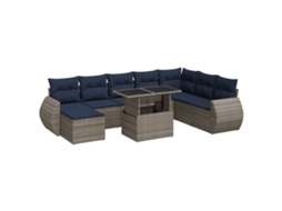 Conjunto de 9 Sofás de Jardim com Almofadões Vime Pe/acácia MAISON EXCLUSIVE