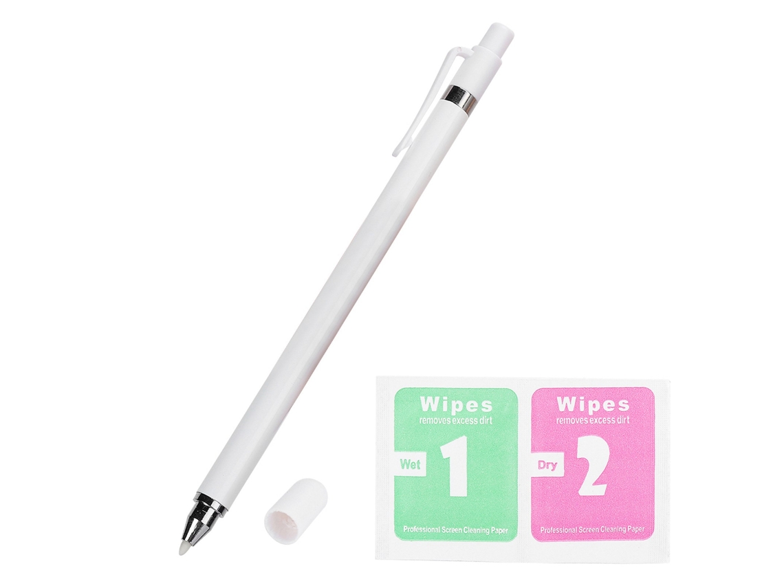 Caneta Estilográfica, Toque Com Duas Pontas, Escrita, Universal Para Apple Iphone, Ipad, Huawei, Etc., Branca