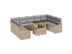 Maison Exclusive - Conjunto De Sofá De Jardim Ajustável 10 Pcs Bege E Cinza Claro