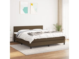Vidaxl Cama Com Molas/colchão 180x200 Cm Tecido Castanho-escuro