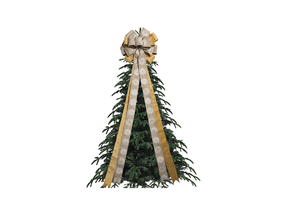 Decoração De Laço De Natal Com Floco De Neve E Linho