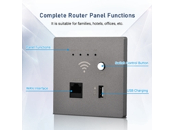 Roteador WiFi Embutido na Parede 300m AP com Tomada USB e WPS
