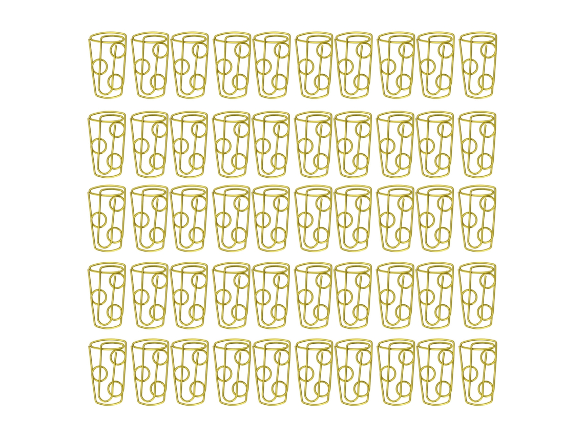 50 Clips De Papel Forma Taza De Café Dorado Cute Metal Para Oficina Hogar Mini Clips De Papel