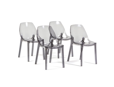 Cadeiras Luce Policarbonato Transparente Conjunto De 4 Uso Interior E Exterior Fumê Rattatan
