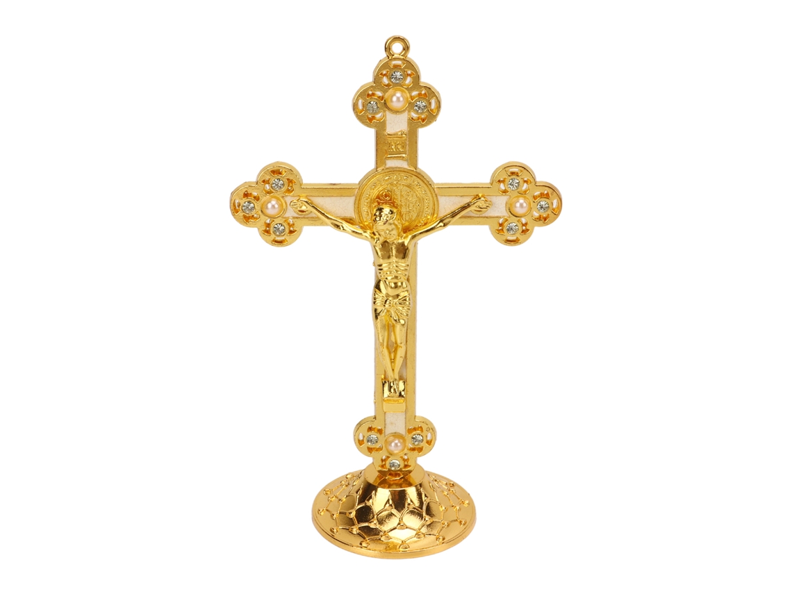 Cruz Católica Estilo Retro Base Estável Decoração Mesa