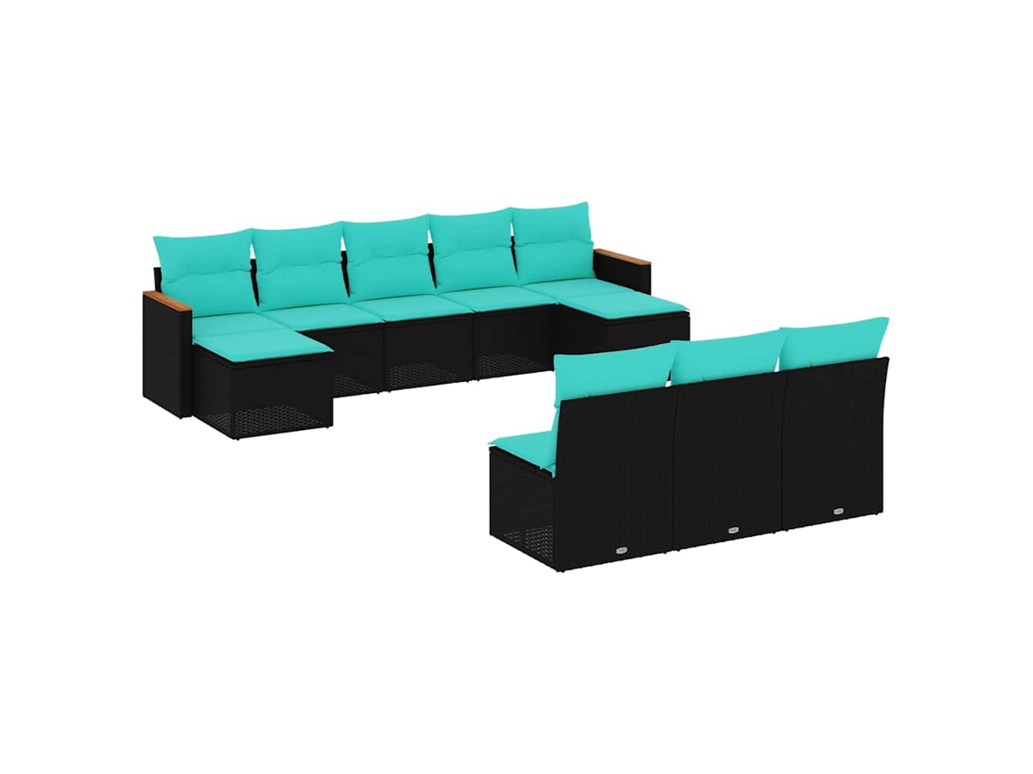 Conjunto de Sofá Jardim 3 Peças Almofadas Rattan Sintético MAISON EXCLUSIVE