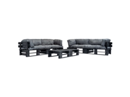 Vidaxl Sofás De Paletes Jardim 6 Pcs Almofadões Cinzentos Madeira