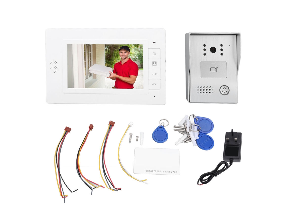 Sistema Interfone Porta Com Tela 7" E Lente 120°