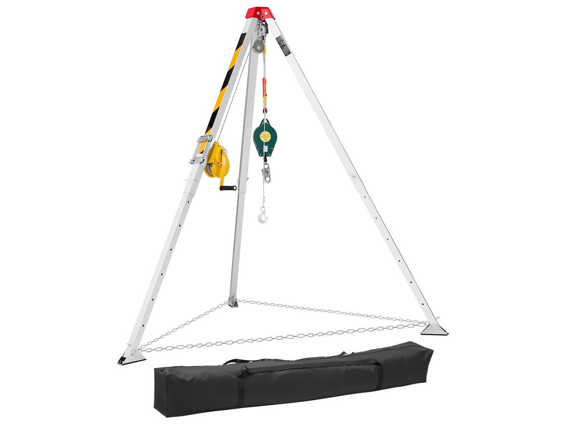 Kit De Tripé Vevor Para Espaços Confinados Guincho De 544 Kg Cabo De 30 M