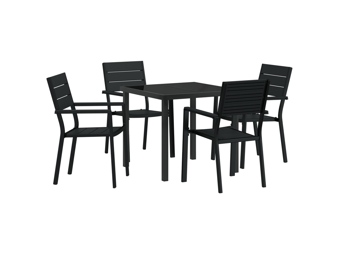 Conjunto 5 De Jantar Vidaxl Preto Hdpe