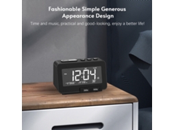 Reloj Despertador Radio Multifuncional Altavoz Bt Con Pantalla Lcd Luz Fondo Temp 2 Alarmas Reposo Para Dormitorio Adultos Niños