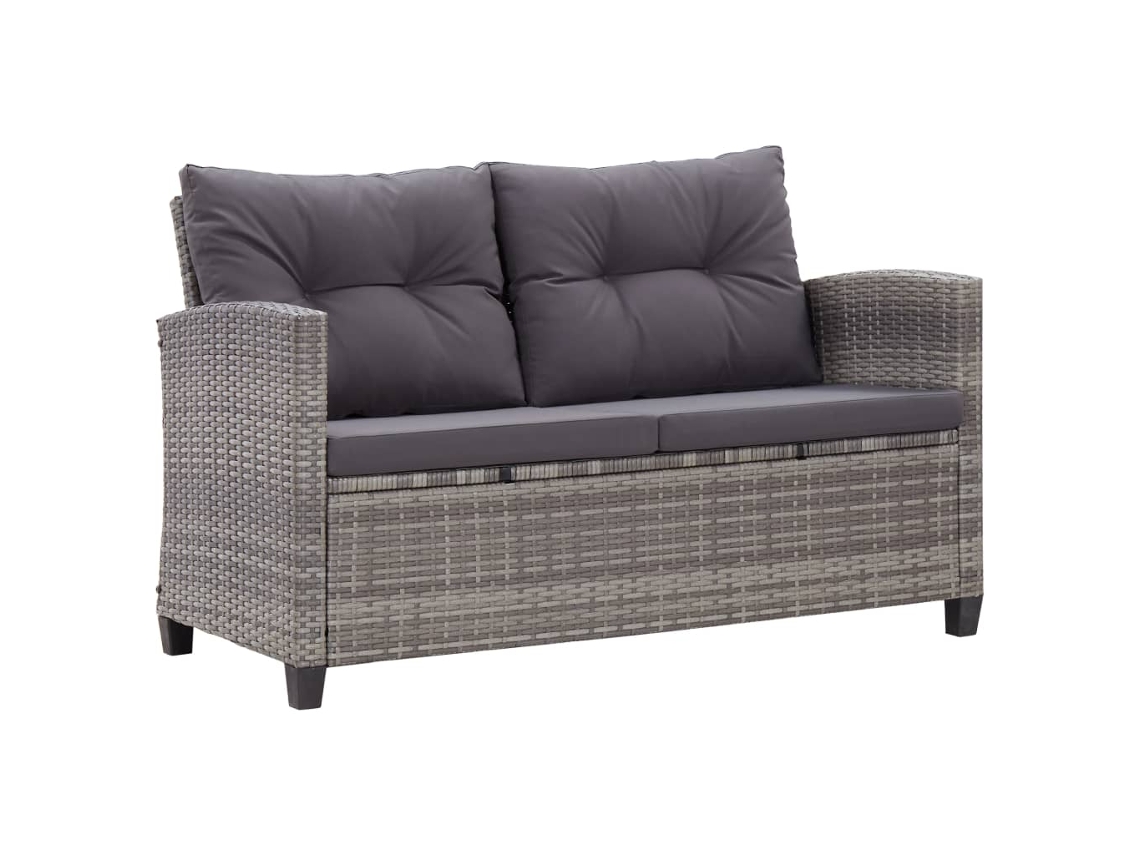 Sofá de Jardim 2 Lugares com Almofadas 124 Cm Vime em Âmbar Dkd Home Decor
