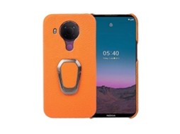 Capa De Couro Com Textura De Lichia Para Nokia 5.4 Com Suporte De Anel