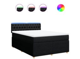 Conjunto 1 Cama Box Spring Vidaxl Preto Tecido (190 X 144 X 100.5 Cm)