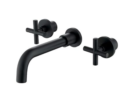 Torneira De Parede Preta, Duas Pegas, Válvula Incluída Relavaev