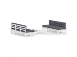 Conjunto de 7 Lounge de Jardim com Almofadões Antracite Pinho MAISON EXCLUSIVE