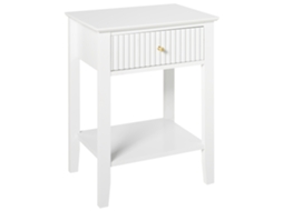 Mesa de cabeceira com gaveta BELIANI Assisi de MDF Branco 48x35x62