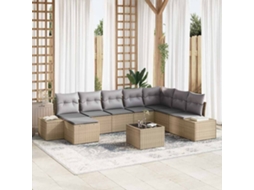 Vidaxl Conjunto de Sofá de Jardim 8 Pcs Bege e Cinza Claro Vime Pe