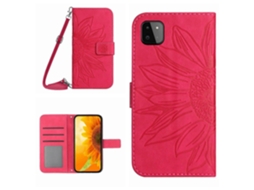 Capa De Couro Flip Com Estampa De Flor De Sol E Cordão Para Samsung Galaxy A22 5g