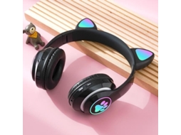 Fones de Ouvido Fones de Ouvido Bluetooth para Crianças Luz Brilhante Gato Fones de Ouvido com Microfone Led Música Baixa Fones de Ouvido