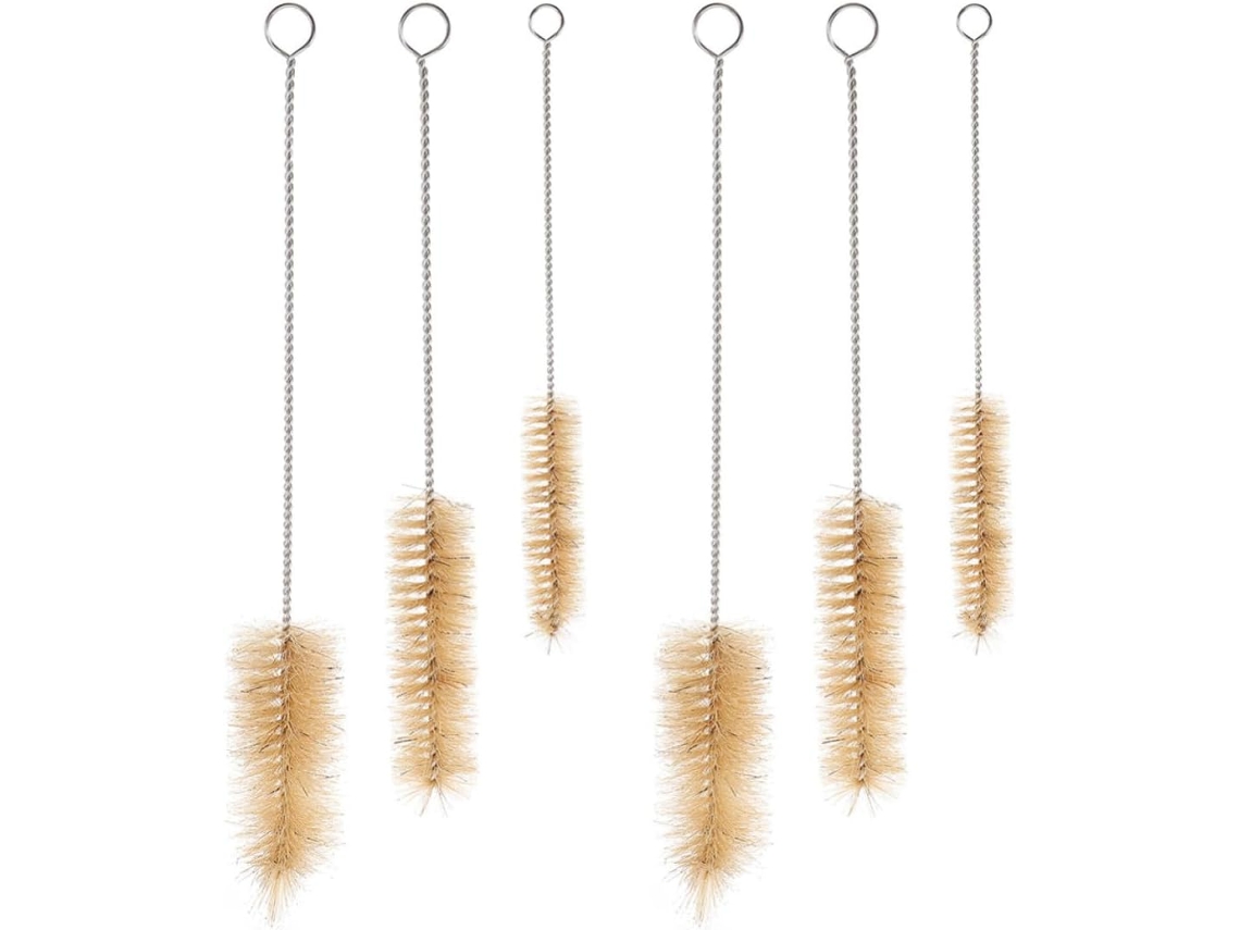 Escovas De Laboratório Para Limpeza Frascos E Tubos Ensaio, Com Cerdas De Fibra E Aço Inoxidável, Conjunto De 6 Peças