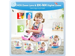 Câmera digital retrô Yizhood 1080P CCD vintage para adolescentes, cartão SD de 32 GB, zoom de 16x, verde
