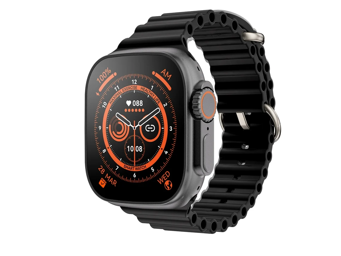 Smartwatch Preto Ultra 8 Nfc com Acesso À Porta Desbloqueado 49 Mm Série 8 Bluetooth 2,02 com Carregamento Sem A1