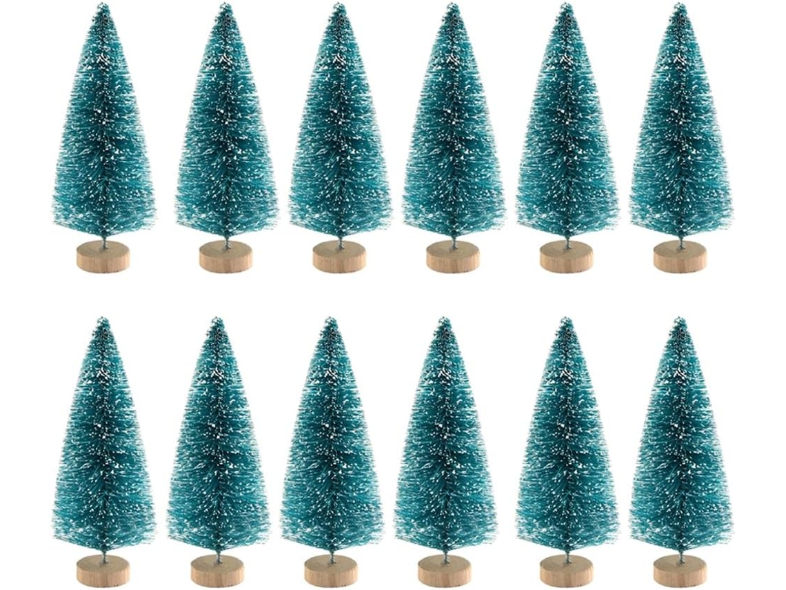 Sisal Navideño,juego De 12 Miniárboles Decoración De Mesa Para Fiestas, Diorama, Árboles Pequeños, Verde Intenso, 8,5 Cm
