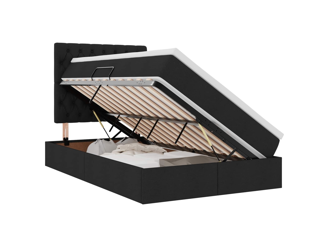 Cama com Arrumação e Led com Led Preto 120x200 cm Poliéster MAISON EXCLUSIVE