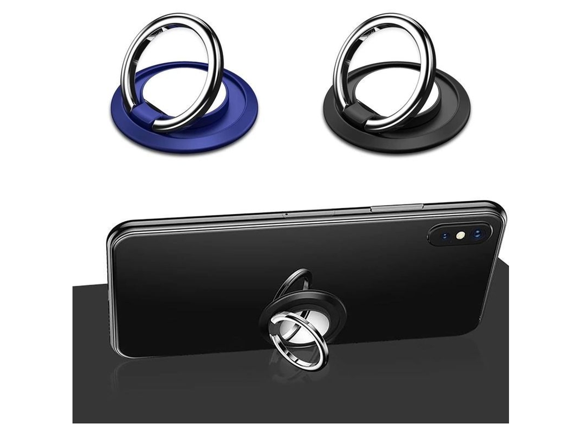 2 Pack Suporte de Anel para Celular, Rotação 360°, Preto e Azul